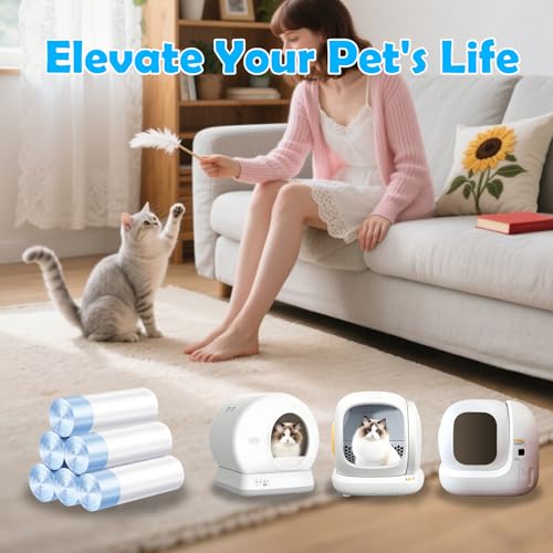 Image of Cat Litter Bags 60 Count, 21.65 inchX11.8 inch,Self-Cleaning Cat Litter Box Liners Bags Waste Bags for Pet Poop,Thick Heavy Duty Drawstring Replacement Cat Litter Liners,Tear-Resistant