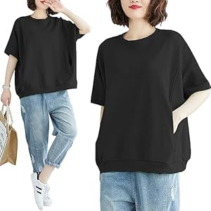 Luxe Relax Sweatshirt, Short Sleeve, Women’s Simple, Solid Color, Top, Loose, Large Size, Spring, Summer, Summer, 10