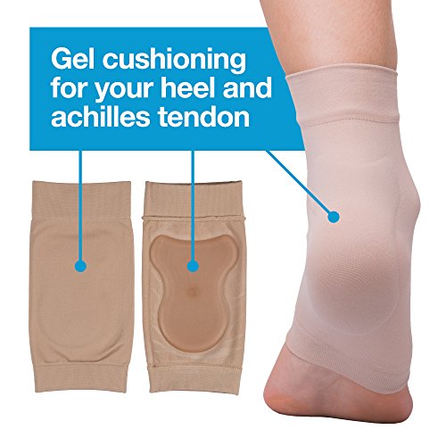 Image of Achilles Heel Compression Padded Sleeve Socks for Bursitis Tendonitis Tenderness - 1 Pair, Half Heel Socks Anti Crack Silicon Gel Heel And Foot Protector Moisturizing Socks for Foot Care, Pain Relief And Heel Cracks Free Size For Men And Women ( Heel Pad Sleeve , 1 Pair )