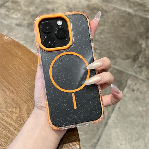 Coque iPhone 16 Pro Max antichoc orange résout les chutes et charge sans fil