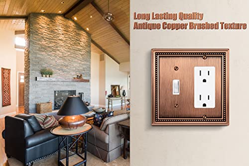 Image of Henne Bery Sunken Pearls Heavy Duty Decorative Wall Plate Switch Plate Outlet Cover (Toggle /Decorator, Antique Copper)