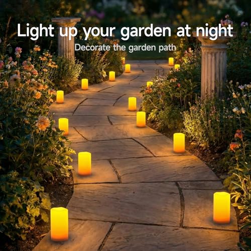 Image of Homemory 4 inchx6 inch Large Solar Candles Outdoor Waterproof, Dusk to Dawn, Solar Powered Flameless Candles for Outdoor, Lanterns, Set of 2