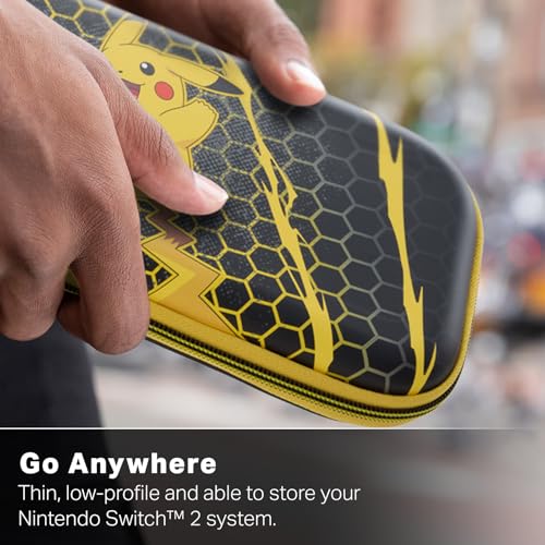 Image of PowerA Slim Case for Nintendo Switch 2 - Pikachu Storm, Officially Licensed, Protective Case, Holds 10 Game Cards, Padded Screen Protector, Built-in Play Stand
