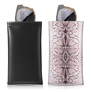 MoKo Squeeze Top Glasses Pouch (2 Pack), Portable Leather Soft Sunglasses Case Anti-Scratch Eyeglasses Bag Goggles…
