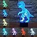 Produktbild 3D Optical Illusion Lampe LED Nachtlichter Dinosaurier Modell, LSMY Touch Tischlampe Haus Dekoration 7 Farben Einzigartige Lichteffekte 1.5m USB Kabel zum Kinder Geschenk