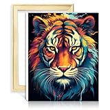 Photo Gallery liheqing kit per dipingere con i numeri, motivo: cielo stellato, tigre, pittura con i numeri, per adulti e principianti, decorazione per la casa, idea regalo, senza cornice (60 x 75 cm)