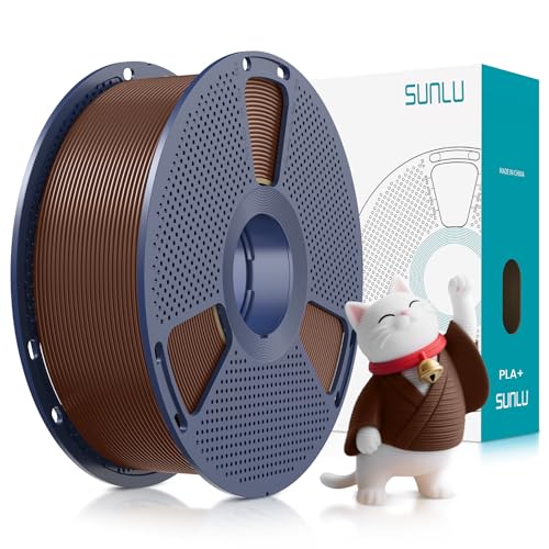 SUNLU PLA Plus フィラメント 1.75mm 1kg、きれいに巻かれた3Dプリンターフィラメント 1.75mm、PLA+ 1000g、寸法精度 +/- 0.02 mm、ほとんどのFDM 3Dプリンターに適合、1kgスプール (2.2ポンド)、コーヒーブラウン