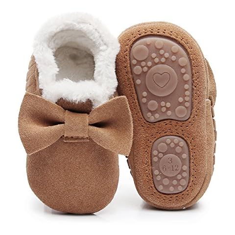 HONGTEYA Baby Moccasins with Fur Cover