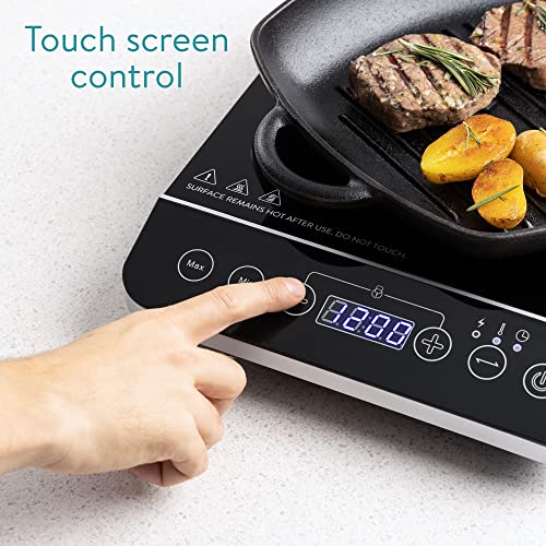 Navaris Single Portable Induction Cooktop - 1 Burner Countertop Stove - 1800W Electric Kitchen Glass Top Hot Plate For Cooking 13.9" X 11.4" X 2.5" #TOP2