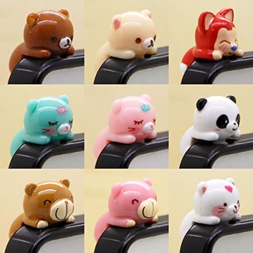 ZOEAST 9pcs Hanging Panda Bear Pig Fox Teddy Dust Plug 3.5mm Phone Headphone Jack Earphone Cap Ear Cap Dust Plug Charm iPhone 4 4S 5 5S SE 6 6S Plus HTC Samsung IPad IPod etc. (9pcs with 9 Patterns)