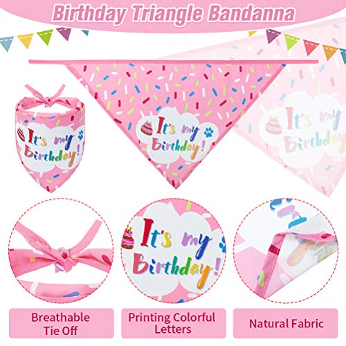 Dog Birthday Bandana Set - Cute Hat And Squeaky Cake Toy For Birthday Party Supplies Gift - Great For Small Medium Large Dogs Pink #TOP2