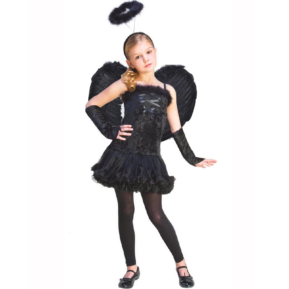 RichMoho Fallen Angel Fancy Dress Women Dark Angle Costumes Girls Halloween  Costume Dark Angle Adult Black Angle Wings and Tutu Skirts Including Halo -  BigaMart