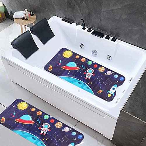 Tubozadi Bathtub Mat Kids Baby Non Slip Shower Mat 40X16 Inch Extra Long Toddler Anti Slip Bath Mats For Tub Mat With Suction Cups And Drain Holes,Sky #TOP1