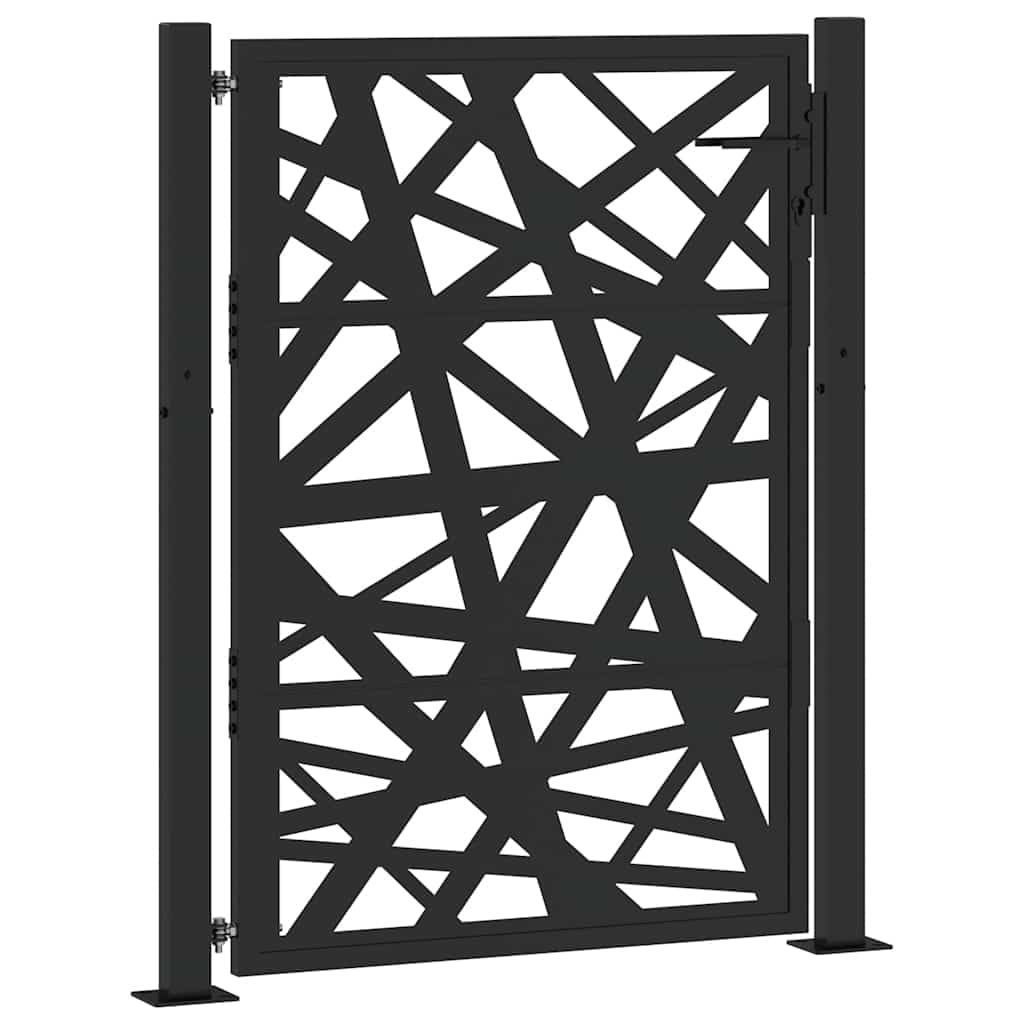 IKAYAA Cancello Giardino Cancello Esterno Cancello Giardino Esterno Porta da Giardino in Acciaio Cancello in Metallo con Maniglia e 3 Chiavi Design Leggero-Nero-105 x 130 cm