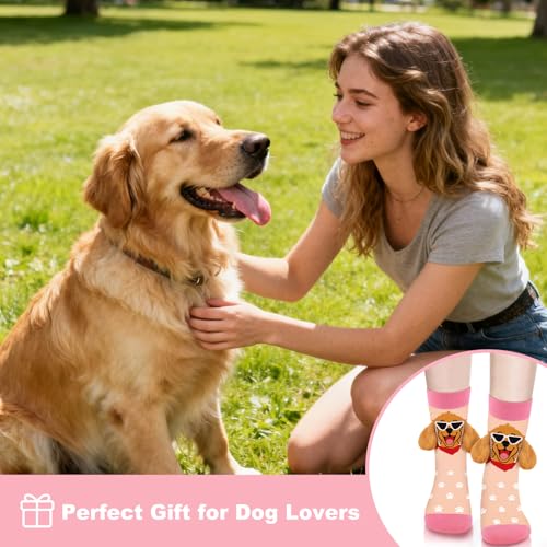 Lustige 3D Golden Retriever Hunde Socken für Damen Mama Teenager Mädchen - Bunte Witzige Motiv Coole Tier Socken - Muttertag Ostern Geburtstag Weihnachten Geschenke Ideen für Hundeliebhaber Hundemama
