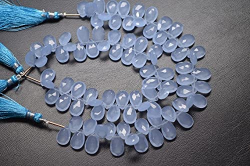 Perles calcédoine bleue sans défaut forme poire pour éviter les fils cassants