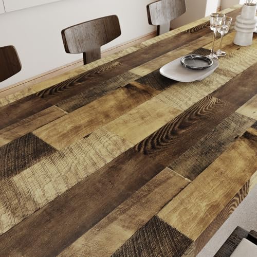 LaCheery 60cm x 400cm Papel Pintado Pared Efecto Madera Papel Pintado Marron Oscuro Impermeable Rollo Vinilo Autoadhesivo Pared Vinilo Adhesivo Muebles Madera para Cocina Mesa Salon Habitacion