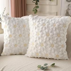 DFXSZ Spring Summer Pillow Covers 18×18 inch Set of 2 Farmhouse Decor Yellow Color Flower Heart Sunflower Soft Plush Faux Fur Jacquard Throw Pillows for Sofa Holiday Spring Home Decor PTK024C18