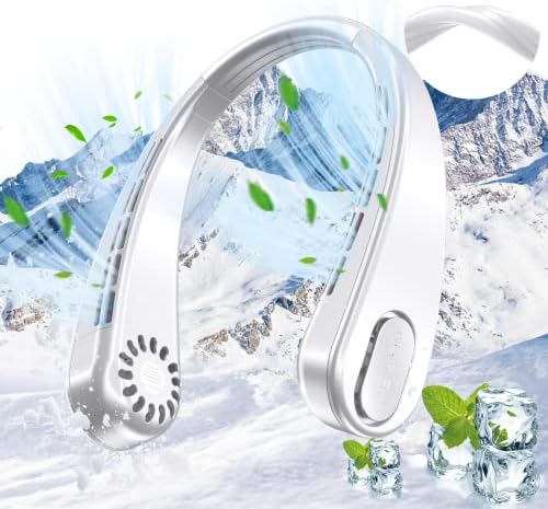 L8SHARINGK Portable Neck Fan-Neck Fans Portable Rechargeable 3 Speed, USB Personal Neck Fan NO Hair Caught, Quiet 360°Cooling Hanging Neck Fan, Mini Hand Free Kid fan for Sports Travel Camping Jog
