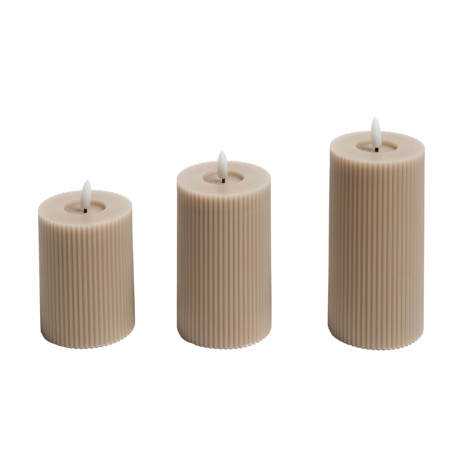 Ohs Set Of 3 Ribbed Flameless Led Candles Decorative Lights Party Home from B&Q