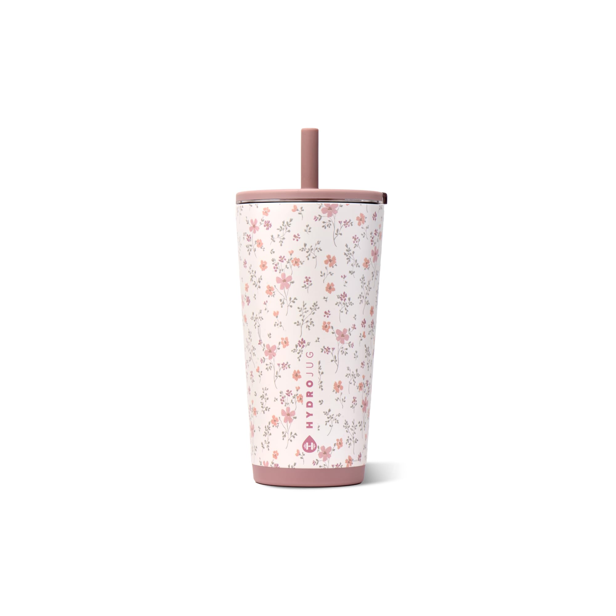 HydroJug Everyday Tumbler 20 oz, Ceramic-Lined Straw Cup, Magnolia | Vacuum insulated stainless steel, flexible straw, soft-touch lid, spill-free, cup holder fit, BPA-free, hot & cold drinks Magnolia 20 Ounces