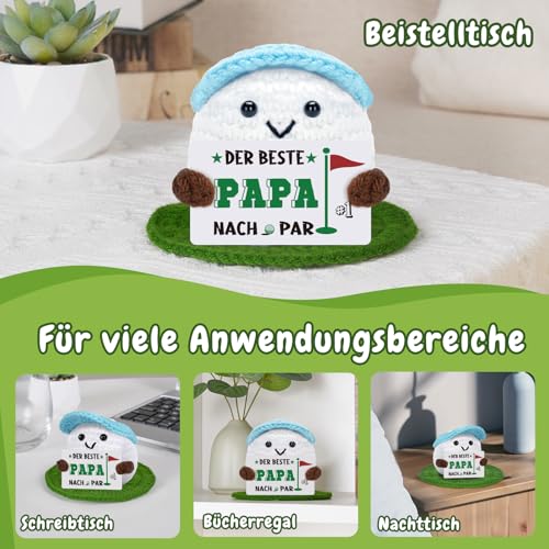 Sayregifty Lustiges Vatertagsgeschenke - Gestrickter Golfbälle, Positive Papa Geschenke von Tochter Sohn DER Beste Papa NACH PAR Emotionale Support Golf Geschenk für Männer Papa Geburtstag Vatertag