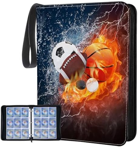 Football Card Binder - 9 Pocket Pages Holds 900 Trading Cards With Zipper Protection