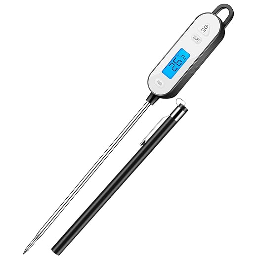 Review Instant Read Cooking Meat Thermometer: Super Long Probe for Kitchen Cooking BBQ, Fry Food, Milk Yogurt; Thermometer with Backlight Display; IPX7 Waterproof Level Review Instant Read Cooking Meat Thermometer: Super Long Probe for Kitchen Cooking BBQ, Fry Food, Milk Yogurt; Thermometer with Backlight Display; IPX7 Waterproof Level