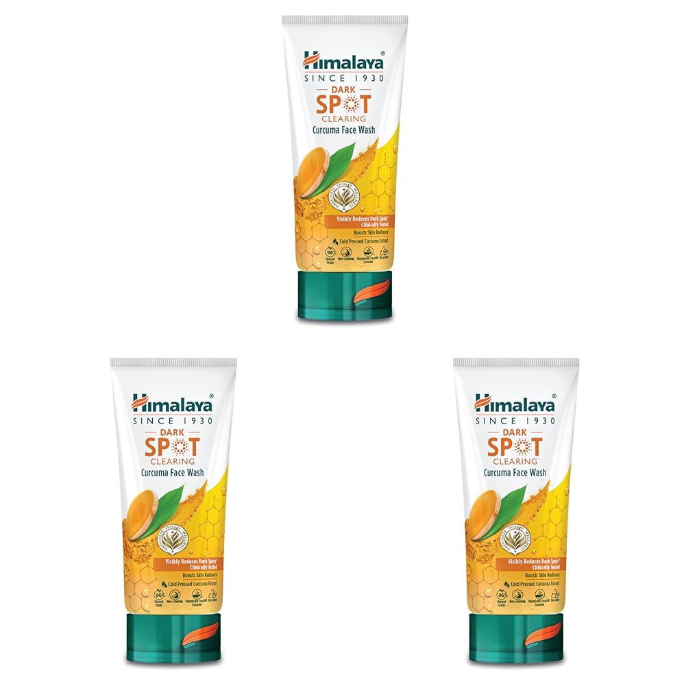 Himalaya Dark Spot Clearing Curcuma Face Wash, Boosts Skin Radiance and Visibly Reduced Dark Spots 150ml (Pack of 3)