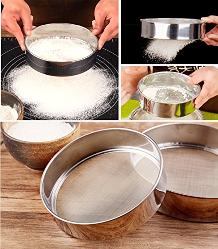 AMPSEVEN Small Tamis 6inch,Mini Fine Mesh Flour Sieve 60 Mesh Stainless Steel Round Sifter for Baking(6 Inch, 60m Mesh) - Thumbnail 7