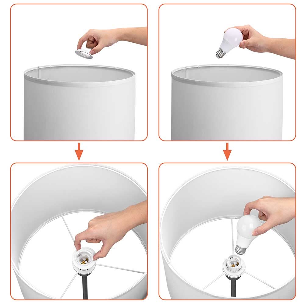 Lampada Piantana Da Terra BAKAJI - Paralume Tessuto, Base Cromata, Interruttore A Pedale, 150cm - Foto 8