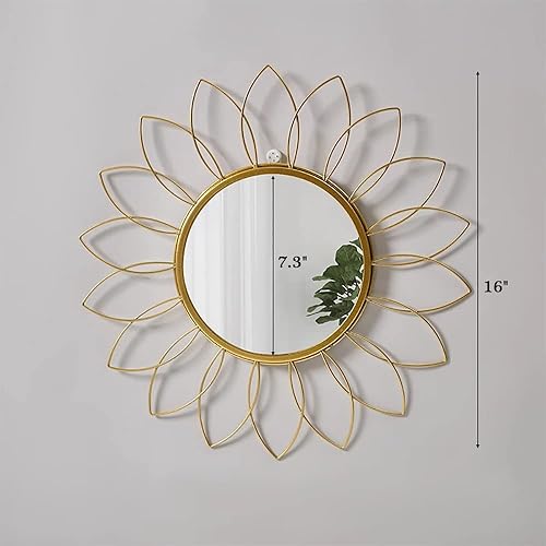 Miniatura 9 de KKTAPOS Espejos dorados para pared, espejo de pared de metal con forma de explosión de sol, decoración de habitación y decoración del hogar, espejo