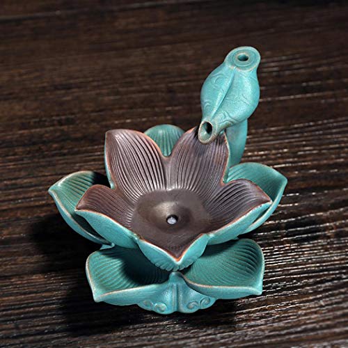 Lotus Censer Incense Holder Backflow Incense Stick Holder, Fountain Incense Burner With10 Backflow Incense Cones For Home Office Yoga Aromatcherapy #TOP3