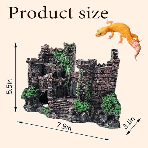 Image of Tank Accessories for Bearded Dragon Include Resin Classical Castle Reptile Hammocks Climb Habitat Hanging Jungle Vines Flexible Leaves Climbing Decor for Chameleon Lizard Gecko Spider(6 PCS)
