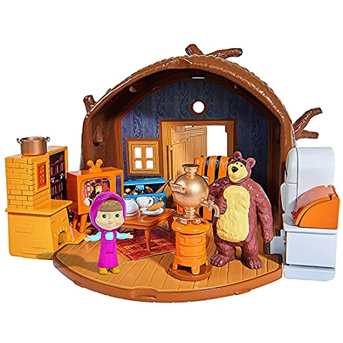 Image of Masha and the Bear Masha, Bear Playset (4 Cm Masha and 6 Cm Bear, Multicolour)