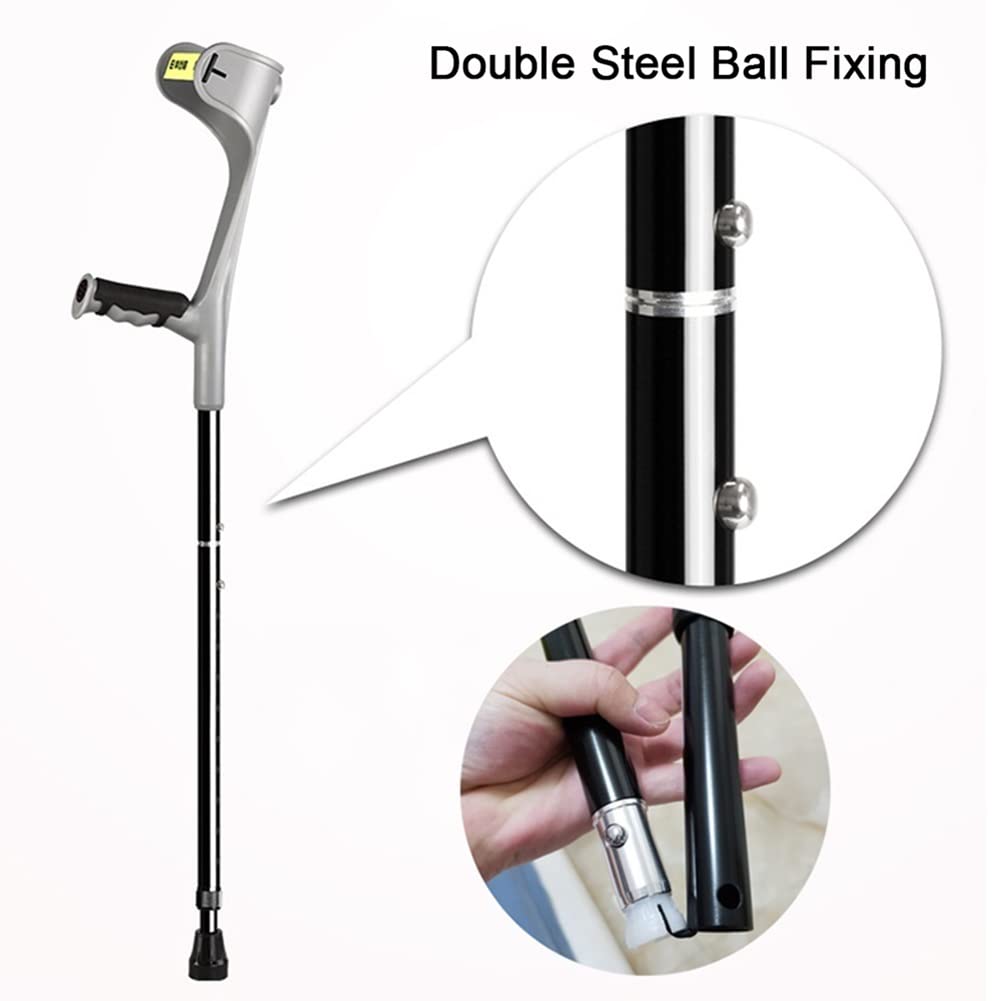 Muletas Ortopédicas Ajustables para Adultos(2 Unidades),Muletas de Codo Plegables de Aluminio con Agarres Ergonómicos y Reflectante,Cómodas y Seguras (Altura Aplicable: 140-185CM) ( Color : Black )