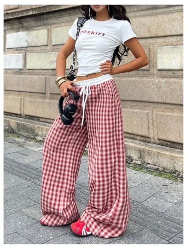 Image of SOLY HUX Women's Plaid Checkered Pants Flannel Pajama Pants with Pockets