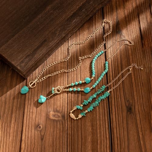 Western Necklaces for Women Country Concert Outfits Boho Turquoise Necklace Cowgirl Cowboy Layered Necklace Bohemian Vintage Country Accessorie4