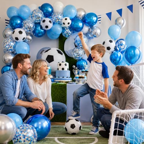 Image of Blue Silver Balloons, 50Pcs 12 Inch Metallic Printed Confetti Latex