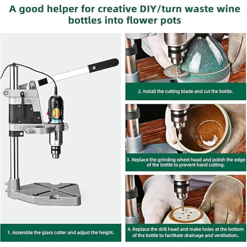 Zestaw obcinaczy do szklanych butelek do projektów DIY, wielofunkcyjne narzędzie do cięcia, wiercenia, szlifowania i polerowania, idealne do majsterkowania ze szklanymi i ceramicznymi butelkami