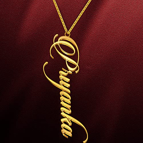Image of Priyanka Cursive Gold & Silver Name Pendant Necklace, Best Jewelry Gift for Girls.