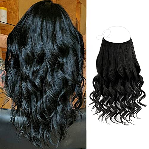 ABH AMAZINGBEAUTY Halo Hair Extensions , Thick Full Head 130 Gram, #1 Jet Black, 22 Inch