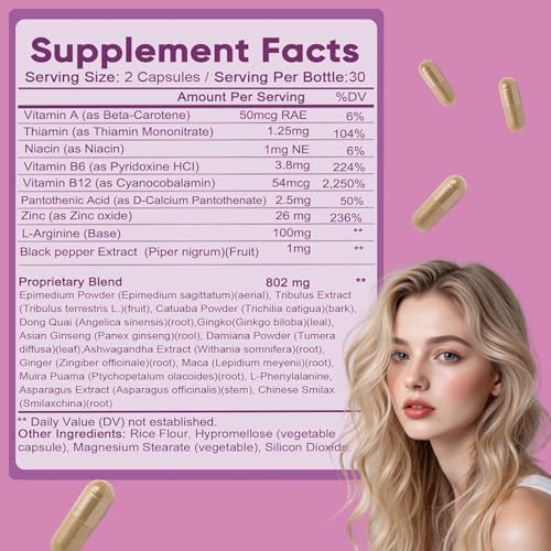 Hormone Balance for Women | Dietary Supplement, Supports Healthy Cortisol Levels & Stress Relief | Mood, Sleep, Energy | Ashwagandha, Ginseng, Maca | 60 Capsules - Image 3