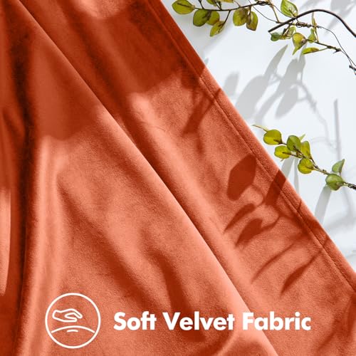Image of MIULEE Terracotta Velvet Curtains 96 inches Long, Pinch Pleated Blackout Fall Drapes with Hooks, Thermal Insulated Pinch Pleat Panels for Bedroom Living Room, 2 Panels