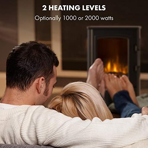 Klarstein Electric Fireplace, Electric Log Burner Indoor, 2000W Electric Fire Free Standing Flame Electric Fire Place with LED Flame Effect, Fake Fireplace, Remote Control, Adjustable Thermostat Timer