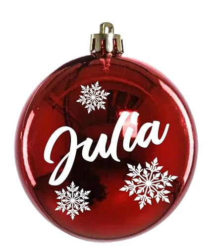 Weihnachtskugel mit Name Bedruckte aus Glas 8cm Wunschtext | Matt &Glänzend Personalisierte Christbaumkugel Groß | Weihnachten , Weihnachtsbaumschmuck | Kugeln (Glänzend, Rot) Cover