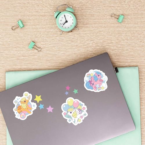 Image of Hasbro My Little Pony Adhesive Vinyl Decals - Fun Set of Pony Stickers Featuring Firefly, Applejack and Surprise, 1 Pack (9 Count)