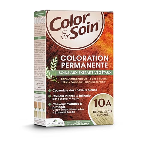 Les 3 Chênes Color & Soin 10A – Blond Clair Cendré – Coloration Permanente Cheveux Femme Sans Ammoniaque – Soin Naturel Brillance Durable – Couvre...