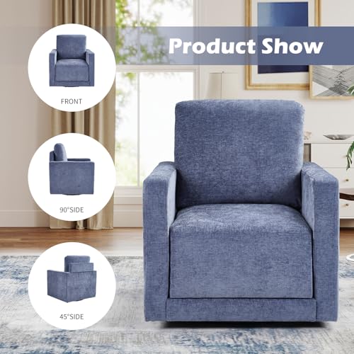 Sillón giratorio cuadrado azul con almacenamiento oculto miniatura 7