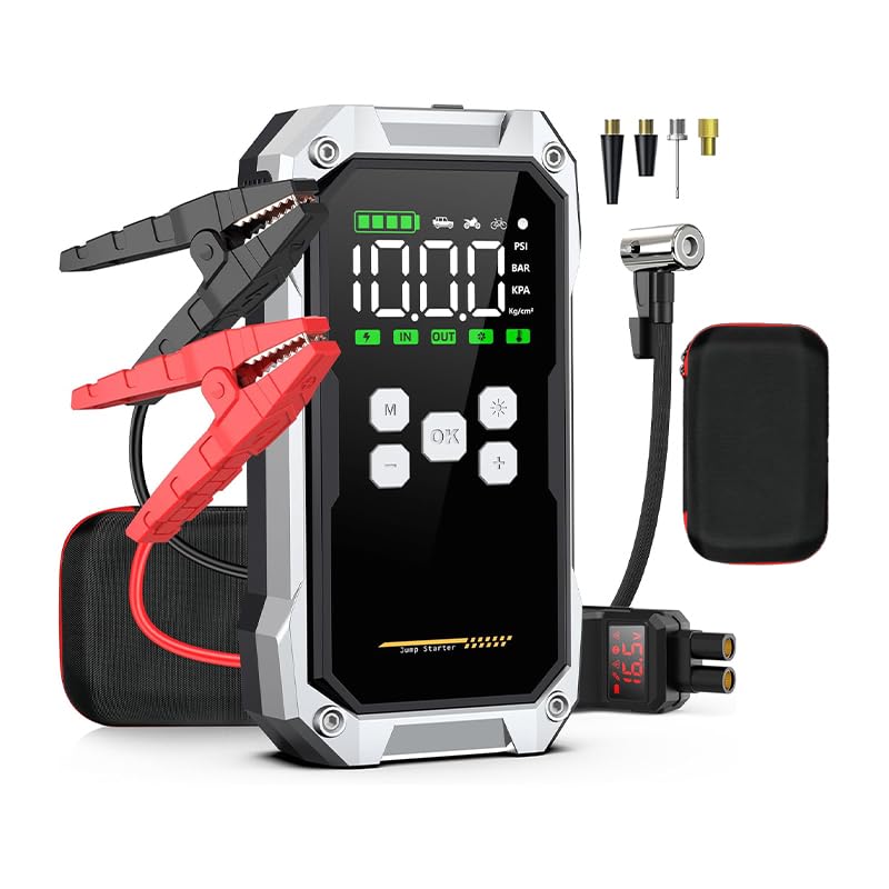 Groove F04 21600 mAh, 6000A Tepe Akımı Profesyonel Akü Takviye Cihazı + Lastik Şişirme Kompresörlü Taşınabilir Jump Starter Dizel ve Benzinli Araçlar İçin